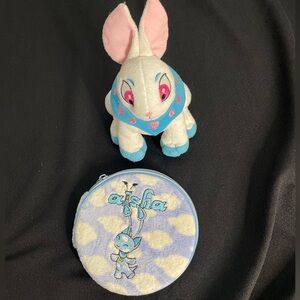 VTG Neopets bundle of blue Cybunny plush & CD carrying case